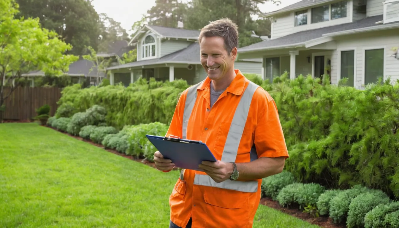 A homeowner reviewing a written tree removal estimate with a local provider