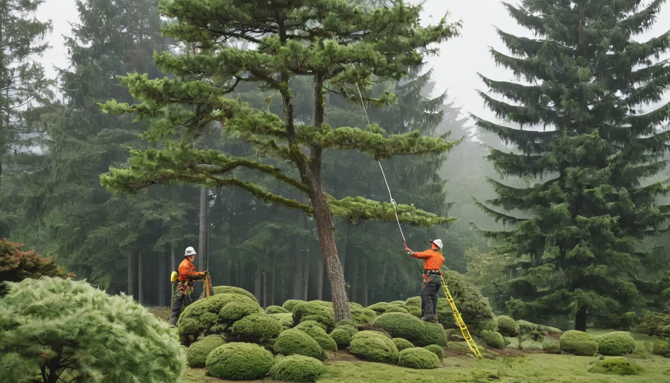 A local tree removal provider cutting a large tree in a residential yard in Bellevue
